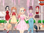 アニメの女の子がゲームをドレスアップ