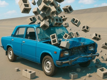 自動車衝突テスト：廃墟都市