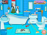 エルザ冬の浴室クリーニングゲーム