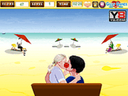 現代のビーチのキス