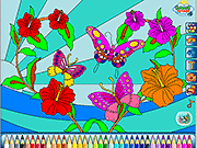 色の熱帯性の蝶
